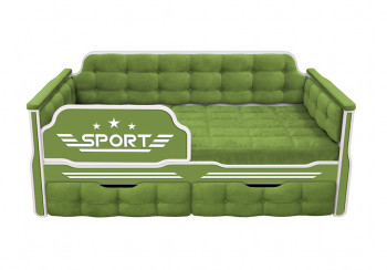 Кровать 160 серии Спорт 2 ящика 76 Зелёный (мягкие боковые накладки) в Кирзе - kirza.mebel54.com | фото