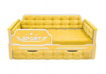 Кровать 170 серии Спорт 1 ящик 74 Жёлтый (мягкие боковые накладки) в Кирзе - kirza.mebel54.com | фото