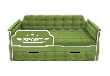Кровать 170 серии Спорт 1 ящик 76 Зелёный (мягкие боковые накладки) в Кирзе - kirza.mebel54.com | фото
