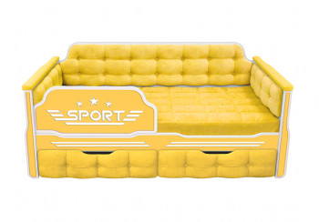 Кровать 170 серии Спорт 2 ящика 74 Жёлтый (мягкие боковые накладки) в Кирзе - kirza.mebel54.com | фото