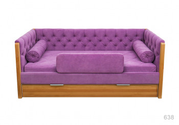 Кровать 180 серии Леди + ящик 32 Фиолетовый (мягкий бортик/подушка валик) в Кирзе - kirza.mebel54.com | фото