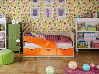 Кровать Бабочки 1,6м (Оранжевый металлик) в Кирзе - kirza.mebel54.com | фото
