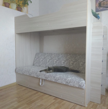 Кровать двухъярусная с диваном (Беленый дуб) в Кирзе - kirza.mebel54.com | фото