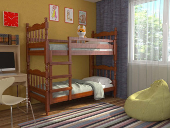 Кровать двухъярусная Соня из массива сосны 800*1890 Орех в Кирзе - kirza.mebel54.com | фото