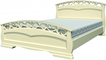 Кровать Грация-1 из массива сосны 1600*2000 Слоновая кость в Кирзе - kirza.mebel54.com | фото