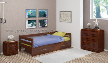 Кровать одинарная ГЛОРИЯ из массива сосны  900*2000 (Орех) в Кирзе - kirza.mebel54.com | фото