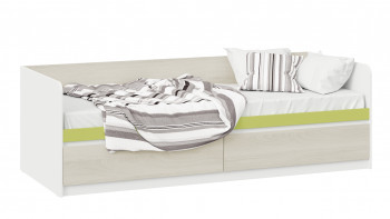 Кровать «Сканди» с 2 ящиками Дуб Гарден/Белый/Зеленый в Кирзе - kirza.mebel54.com | фото