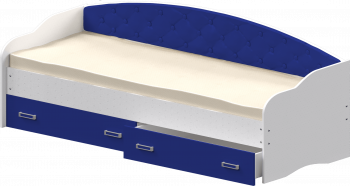 Кровать Софа-7 с мягкой спинкой (800х1900) Белый/Синий в Кирзе - kirza.mebel54.com | фото