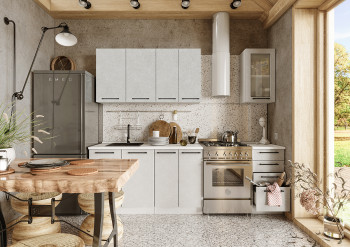 Кухонный гарнитур Нувель 1800мм белый/бетон белый в Кирзе - kirza.mebel54.com | фото