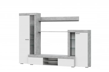 Мебель для гостиной МГС 5 Цемент светлый / Белый в Кирзе - kirza.mebel54.com | фото