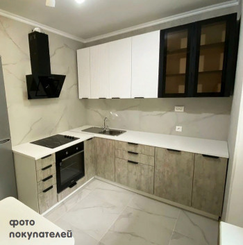 Модульная кухня Норд 1,6 м (Софт даймонд/Камень беж/Белый) в Кирзе - kirza.mebel54.com | фото
