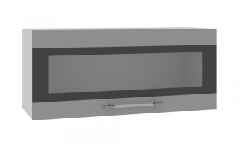 Норд ШВГС 800 Шкаф верхний горизонтальный со стеклом (Софт черный/корпус Белый) в Кирзе - kirza.mebel54.com | фото