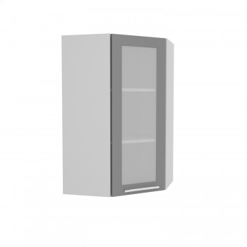 Норд ШВУС 600Н Шкаф верхний угловой (премьер) высокий (Софт черный/корпус Белый) в Кирзе - kirza.mebel54.com | фото