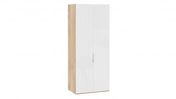 Шкаф для одежды с 2 глухими дверями «Эмбер» Яблоня Беллуно/Белый глянец в Кирзе - kirza.mebel54.com | фото