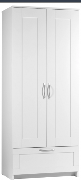 Шкаф двухдверный Сириус с 1 ящиком белый в Кирзе - kirza.mebel54.com | фото
