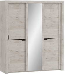 Шкаф трехдверный Соренто с раздвижными дверями Дуб бонифаций/Кофе структурный матовый в Кирзе - kirza.mebel54.com | фото